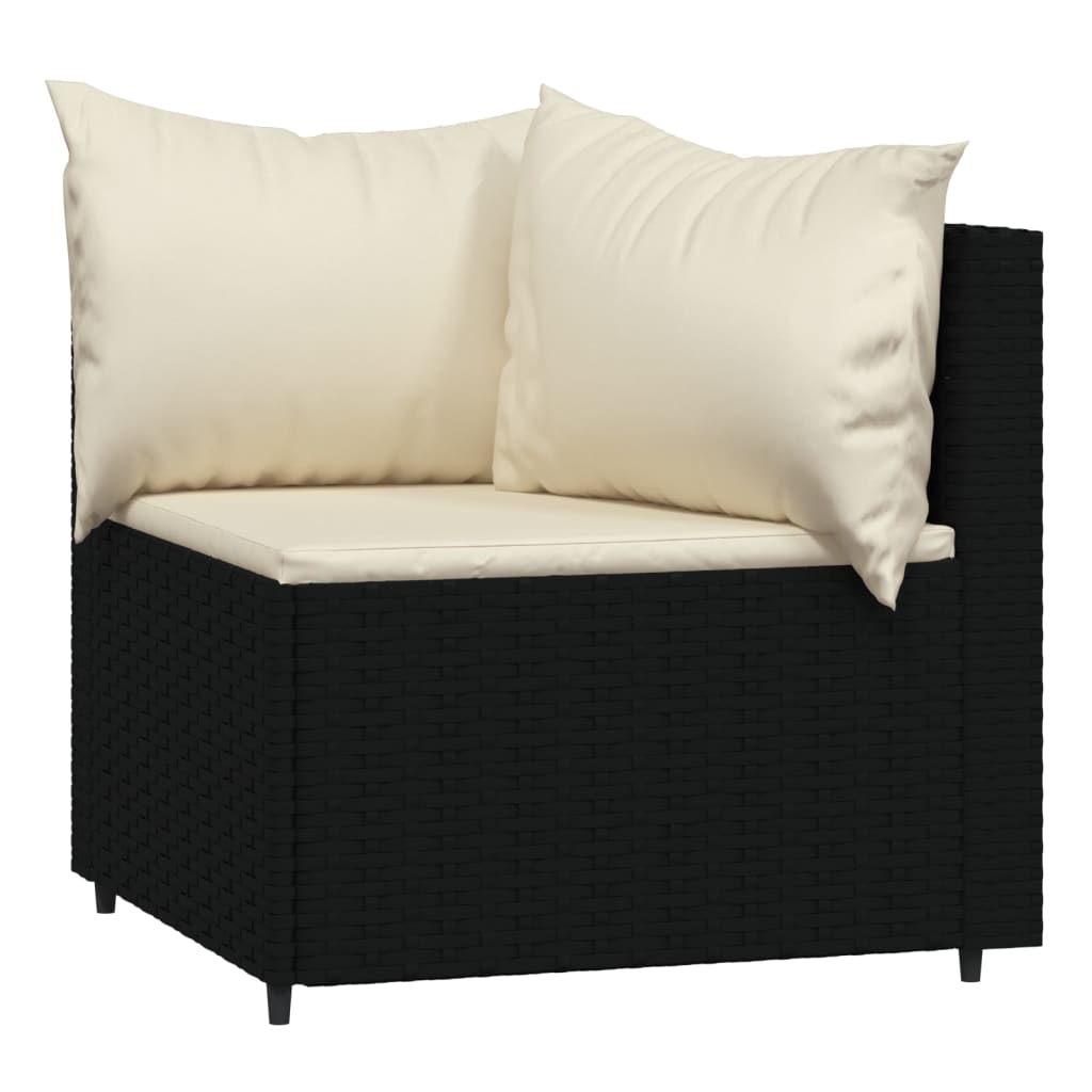 Set Divani da Giardino 3 pz con Cuscini Nero in Polyrattan - homemem39