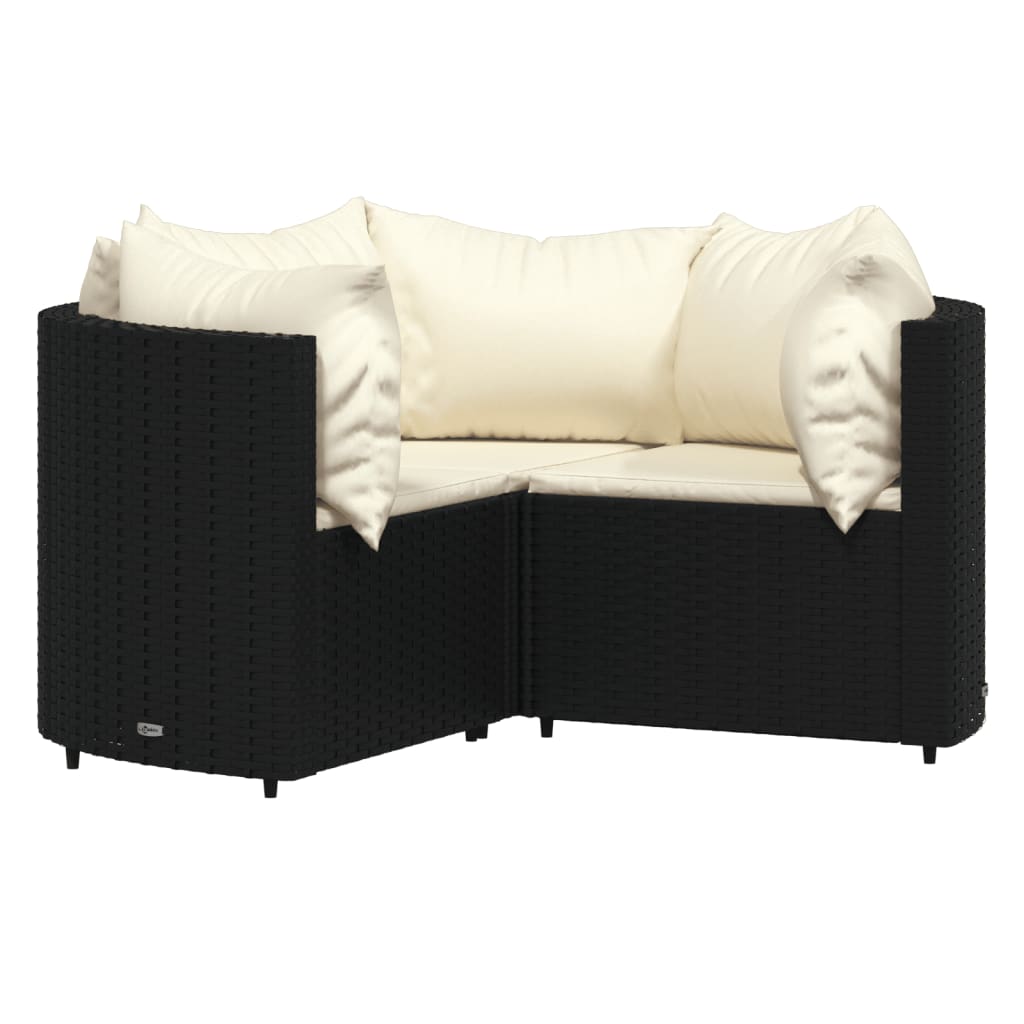 Set Divani da Giardino 4 pz con Cuscini Nero in Polyrattan - homemem39