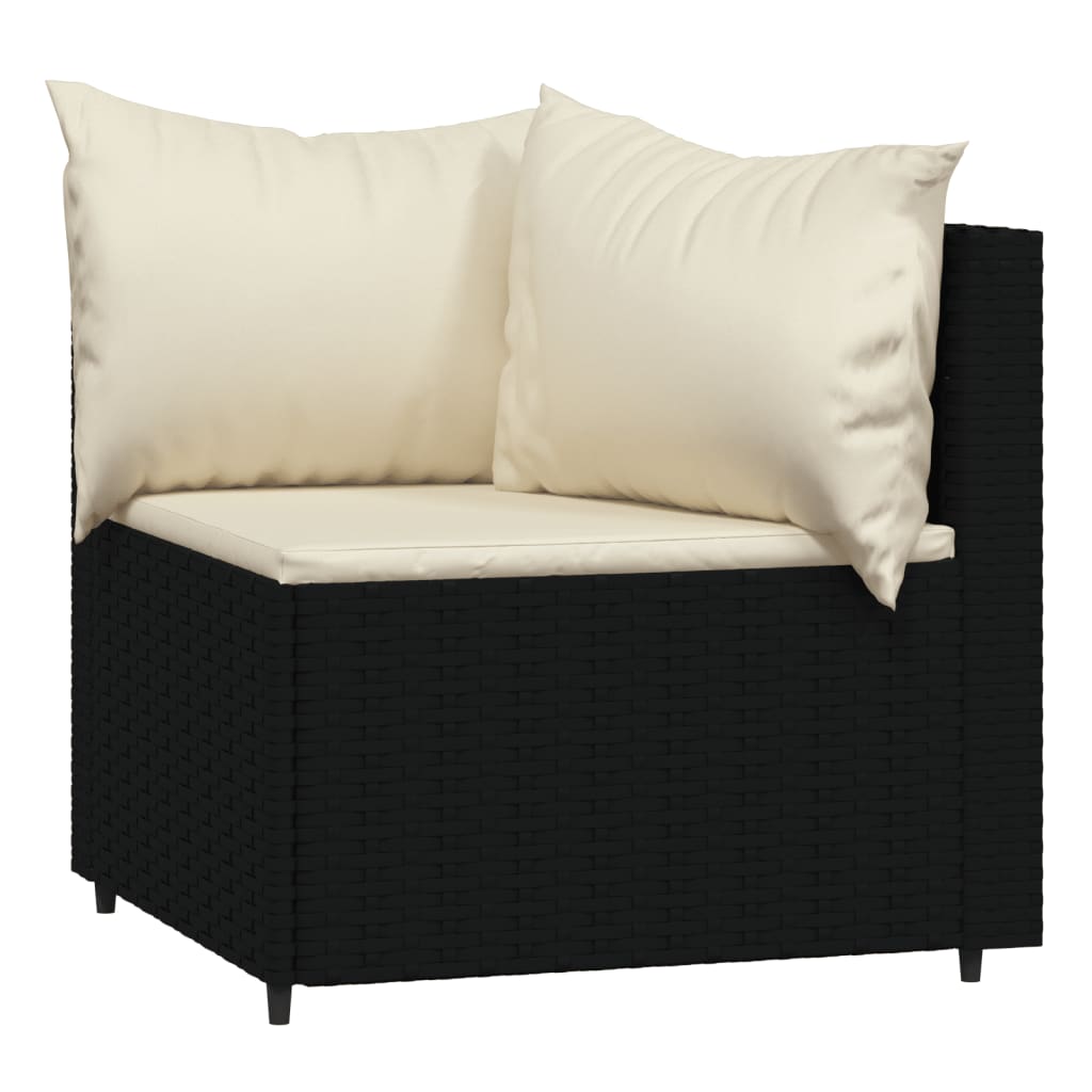 Set Divani da Giardino 4 pz con Cuscini Nero in Polyrattan - homemem39