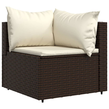 Divano Angolare da Giardino con Cuscini in Polyrattan Marrone - homemem39