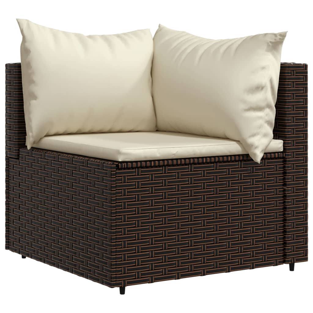 Set Mobili da Giardino 3 pz con Cuscini in Polyrattan Marrone - homemem39