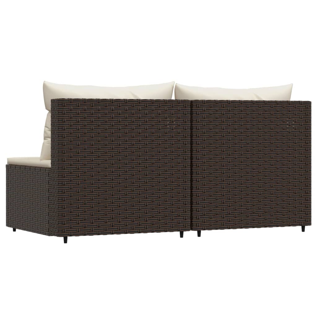 Divani Centrali da Giardino con Cuscini 2pz Polyrattan Marrone - homemem39