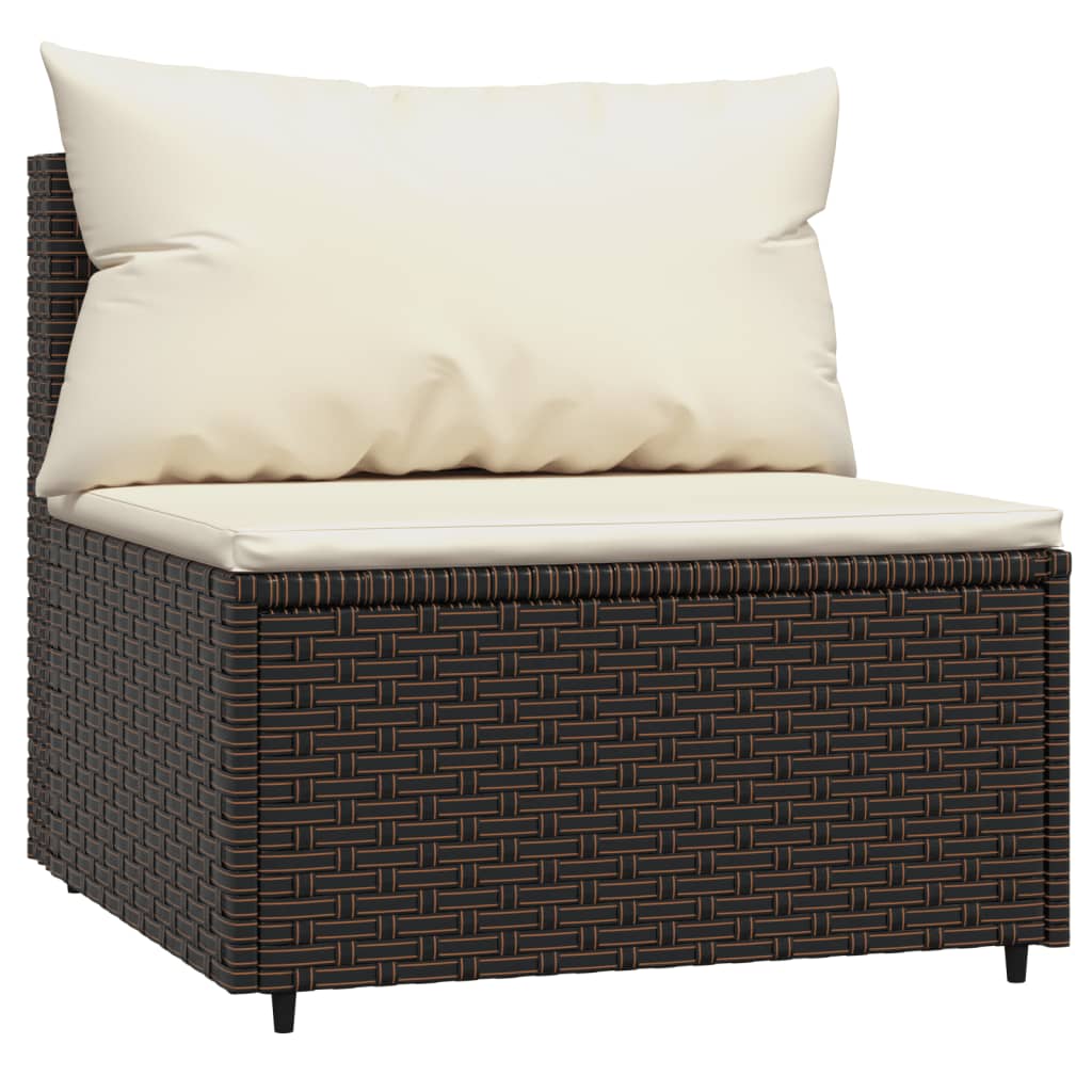 Divani Centrali da Giardino con Cuscini 2pz Polyrattan Marrone - homemem39