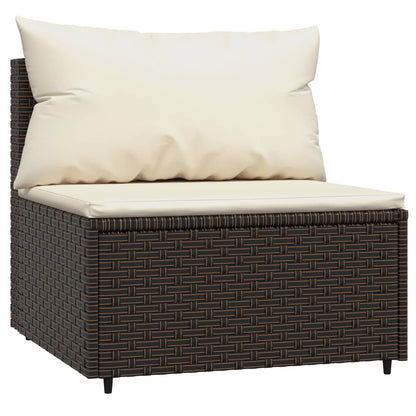 Divani Centrali da Giardino con Cuscini 2pz Polyrattan Marrone - homemem39