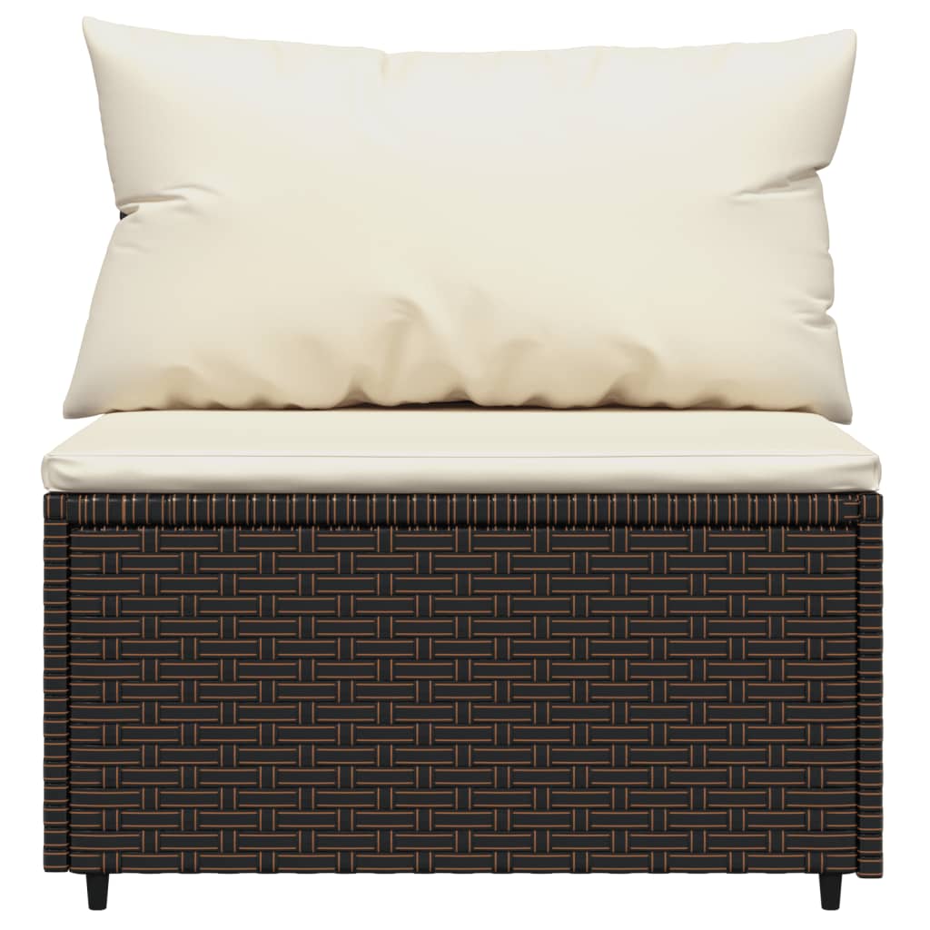 Divani Centrali da Giardino con Cuscini 2pz Polyrattan Marrone - homemem39