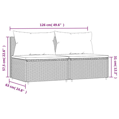 Divani Centrali da Giardino con Cuscini 2pz Polyrattan Marrone - homemem39