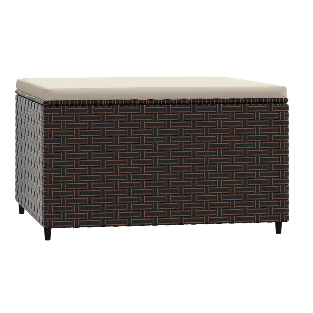 Poggiapiedi da Giardino con Cuscino in Polyrattan Marrone - homemem39