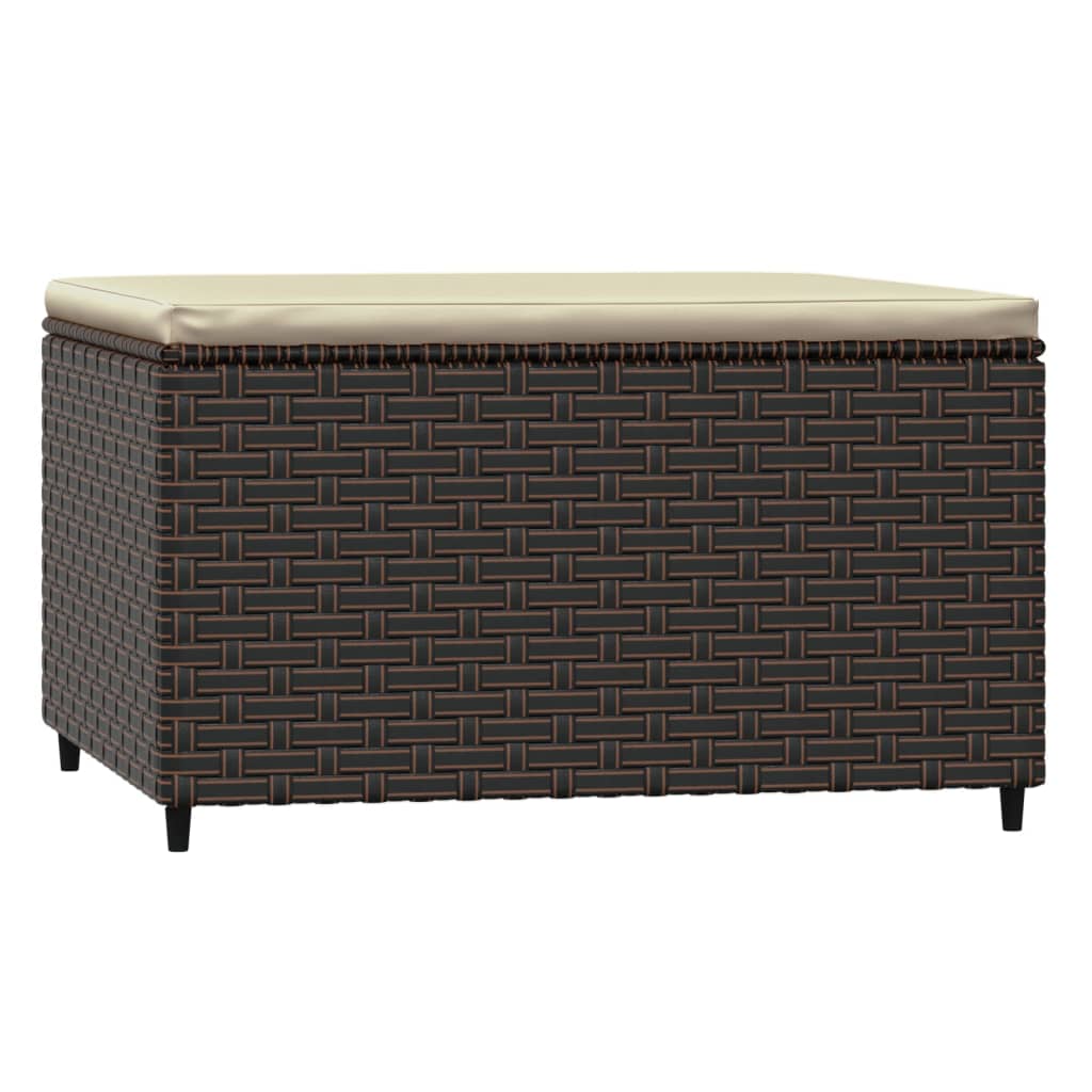 Poggiapiedi da Giardino con Cuscino in Polyrattan Marrone - homemem39