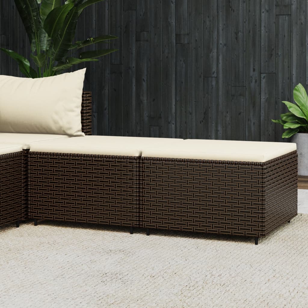 Poggiapiedi da Giardino con Cuscini 2 pz in Polyrattan Marrone - homemem39