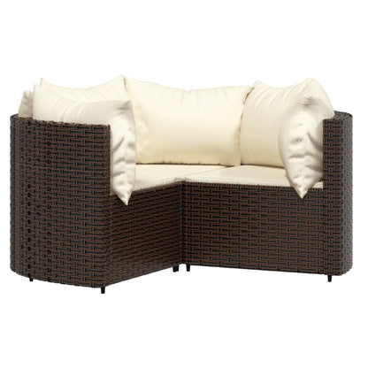 Set Mobili da Giardino 4 pz con Cuscini in Polyrattan Marrone - homemem39