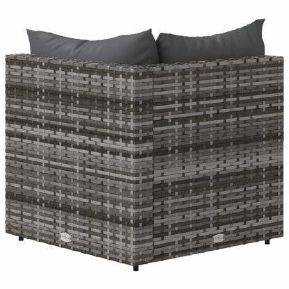 Divano Angolare da Giardino con Cuscini in Polyrattan Grigio - homemem39