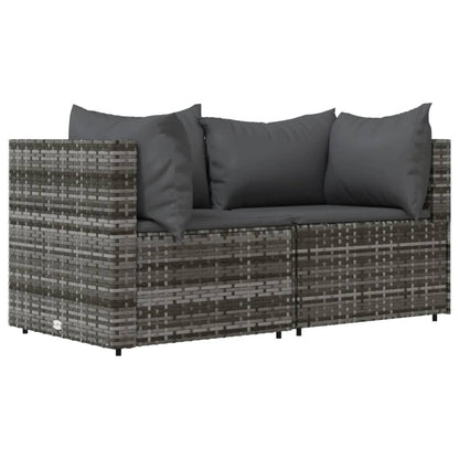 Set Divani da Giardino 3 pz con Cuscini in Polyrattan Grigio - homemem39