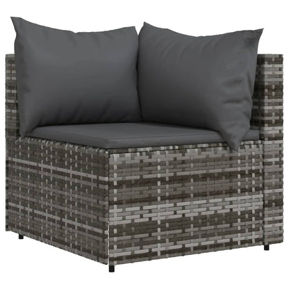 Set Divani da Giardino 3 pz con Cuscini in Polyrattan Grigio - homemem39