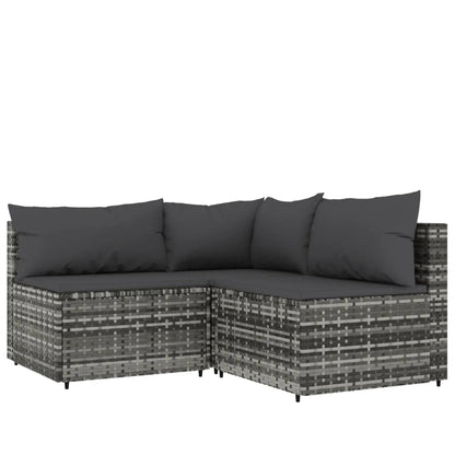 Set Divani da Giardino 3 pz con Cuscini in Polyrattan Grigio - homemem39