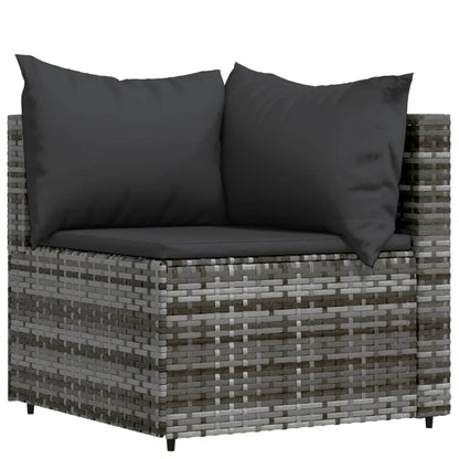 Set Divani da Giardino 3 pz con Cuscini in Polyrattan Grigio - homemem39