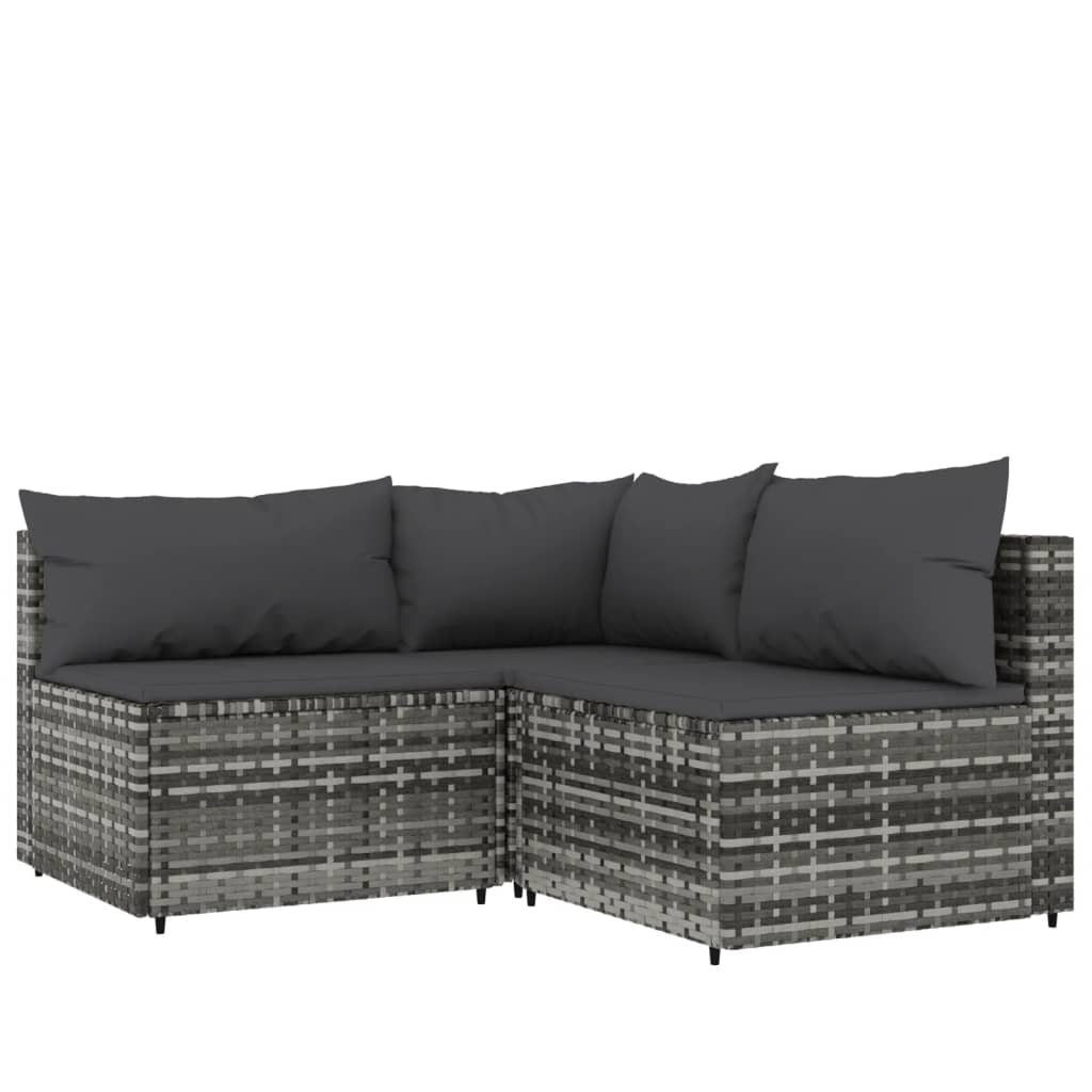 Set Divani da Giardino 4 pz con Cuscini in Polyrattan Grigio - homemem39