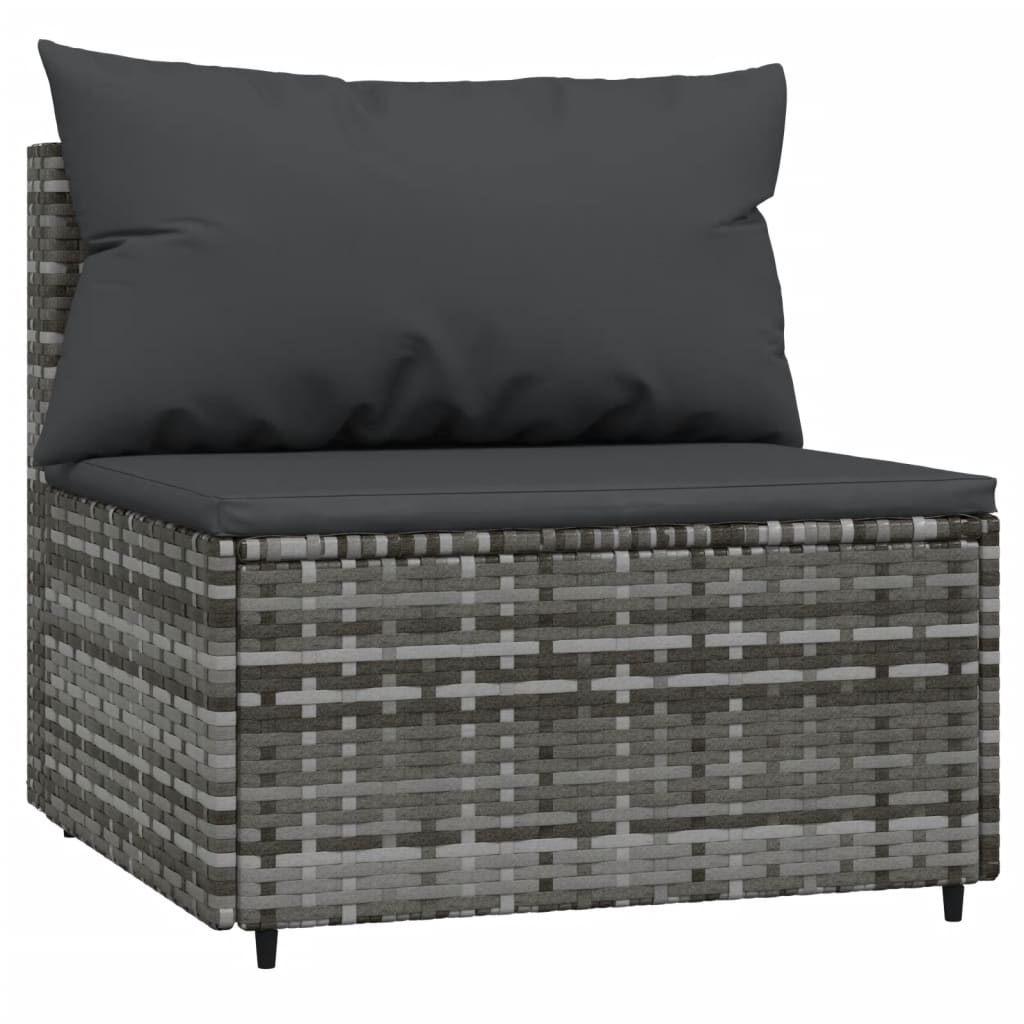 Set Divani da Giardino 4 pz con Cuscini in Polyrattan Grigio - homemem39