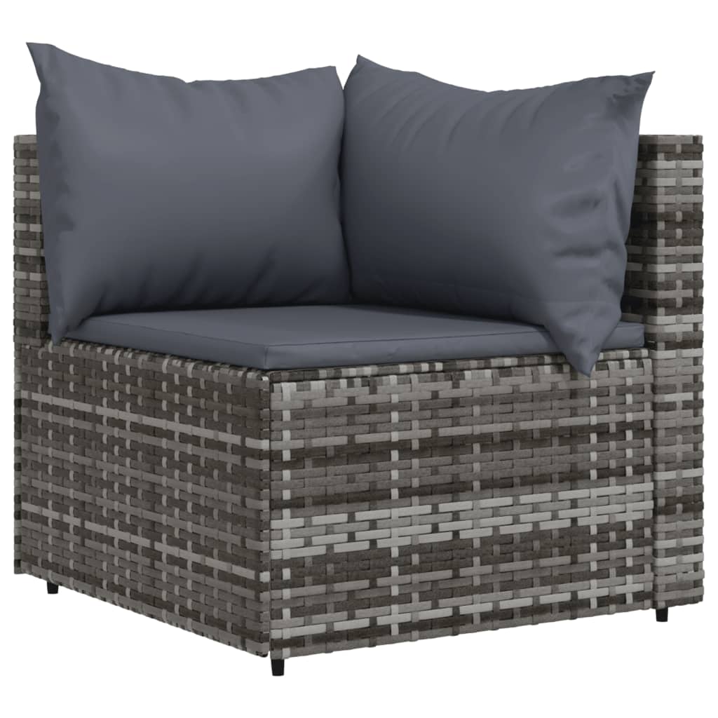 Set Divani da Giardino 3 pz con Cuscini in Polyrattan Grigio - homemem39