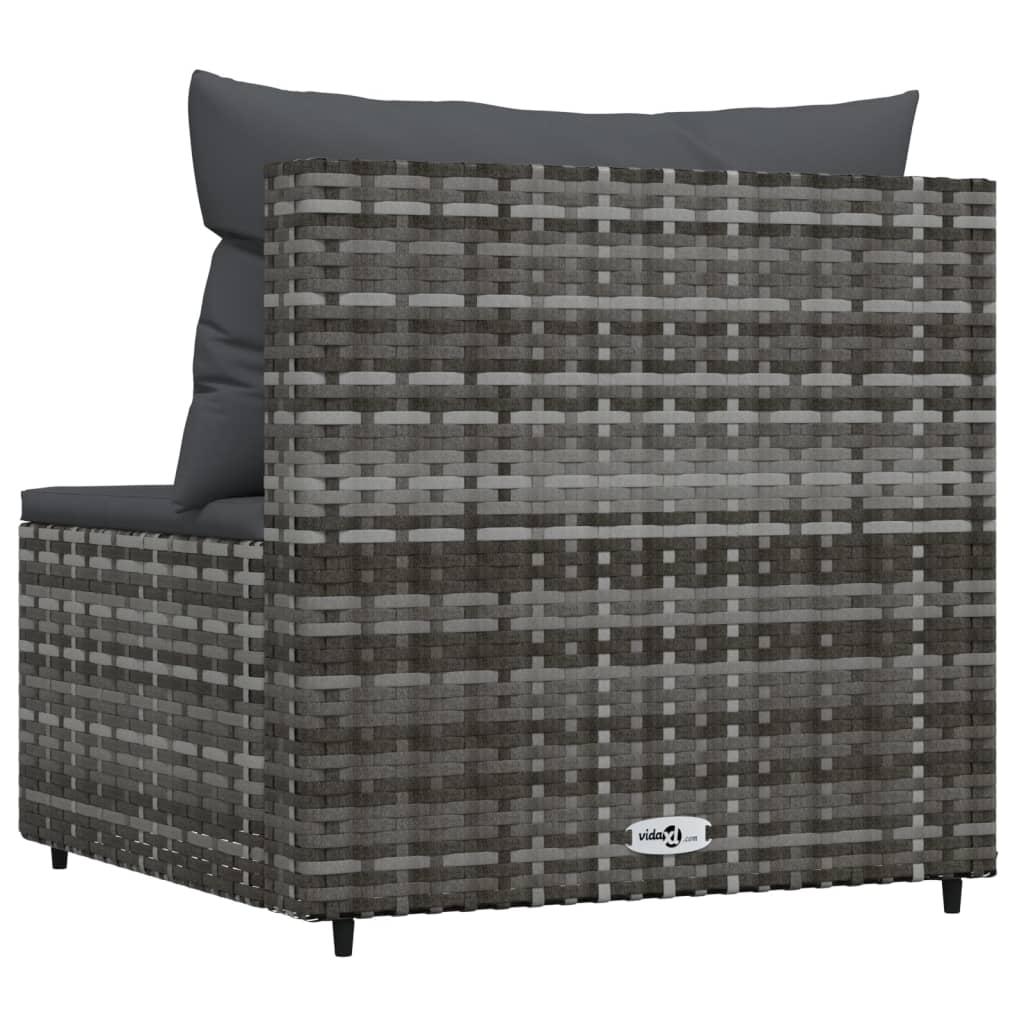 Divano Centrale da Giardino con Cuscini in Polyrattan Grigio - homemem39