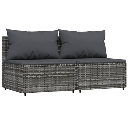 Divani Centrali da Giardino con Cuscini 2pz Polyrattan Grigio - homemem39