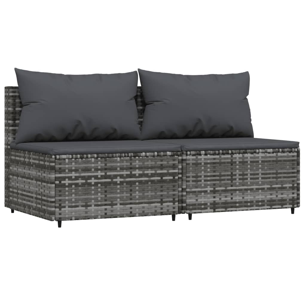 Set Divani da Giardino 3 pz con Cuscini in Polyrattan Grigio - homemem39