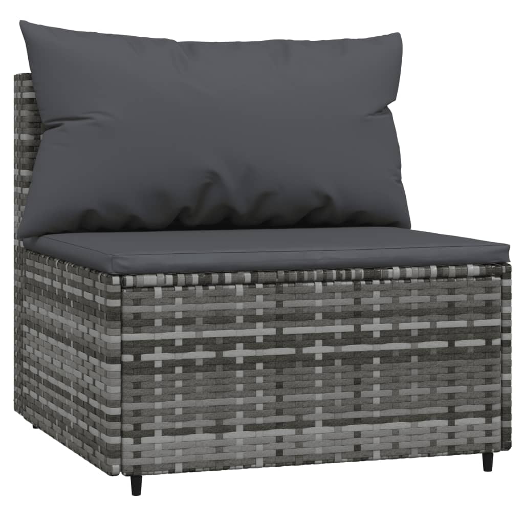 Set Divani da Giardino 3 pz con Cuscini in Polyrattan Grigio - homemem39