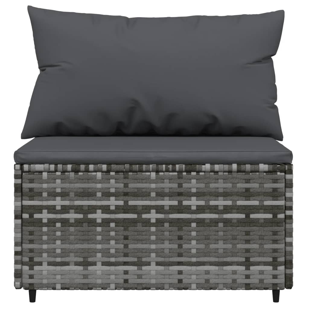 Set Divani da Giardino 3 pz con Cuscini in Polyrattan Grigio - homemem39