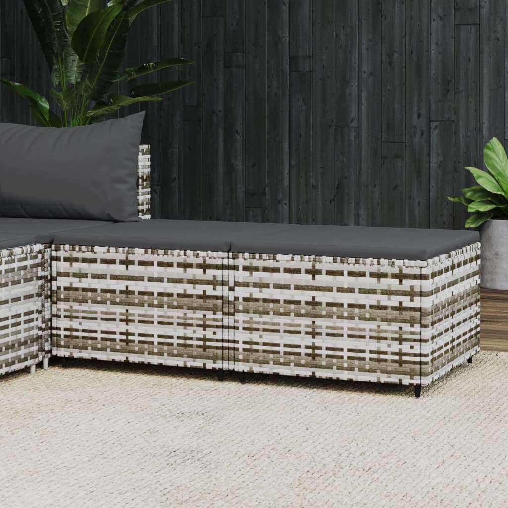 Poggiapiedi da Giardino con Cuscini 2 pz in Polyrattan Grigio - homemem39