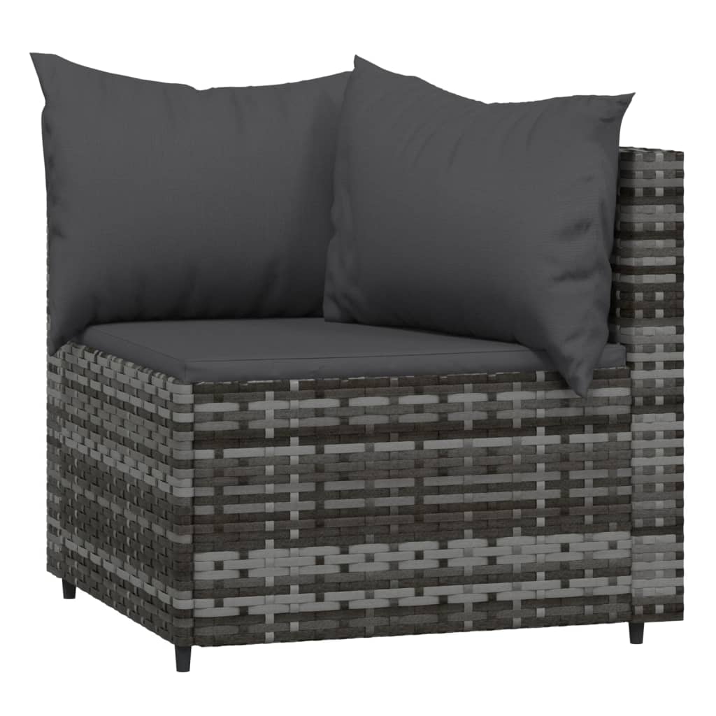 Set Divani da Giardino 4 pz con Cuscini in Polyrattan Grigio - homemem39