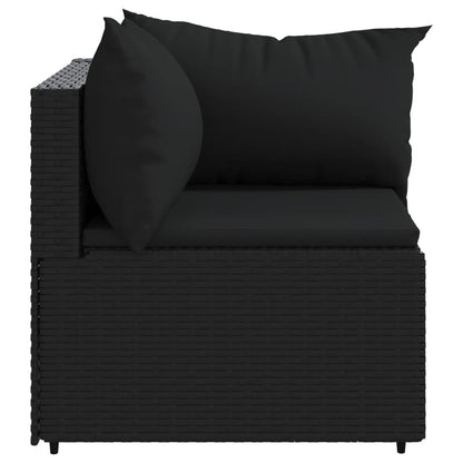 Divano Angolare da Giardino con Cuscini in Polyrattan Nero - homemem39