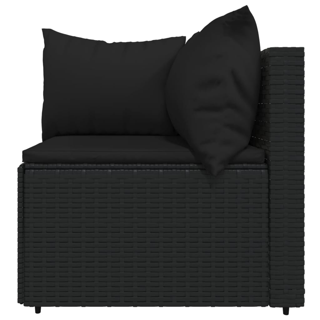 Set Divani da Giardino 3 pz con Cuscini Nero in Polyrattan - homemem39