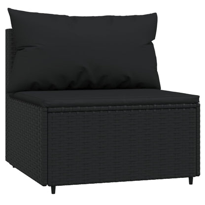 Set Divani da Giardino 3 pz con Cuscini Nero in Polyrattan - homemem39