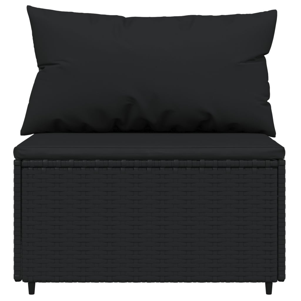 Set Divani da Giardino 3 pz con Cuscini Nero in Polyrattan - homemem39