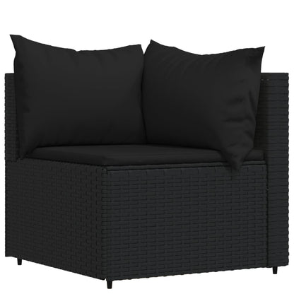 Set Divani da Giardino 4 pz con Cuscini Nero in Polyrattan - homemem39