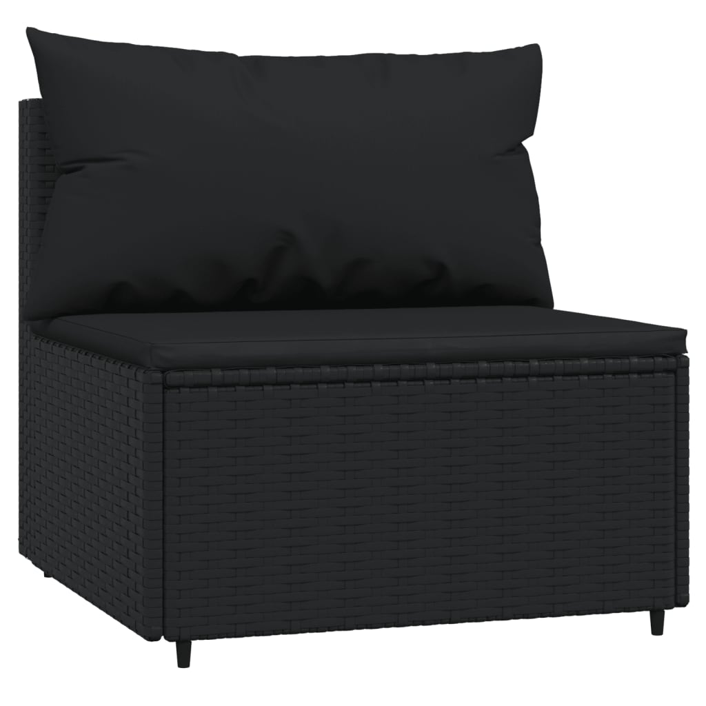 Set Divani da Giardino 4 pz con Cuscini Nero in Polyrattan - homemem39