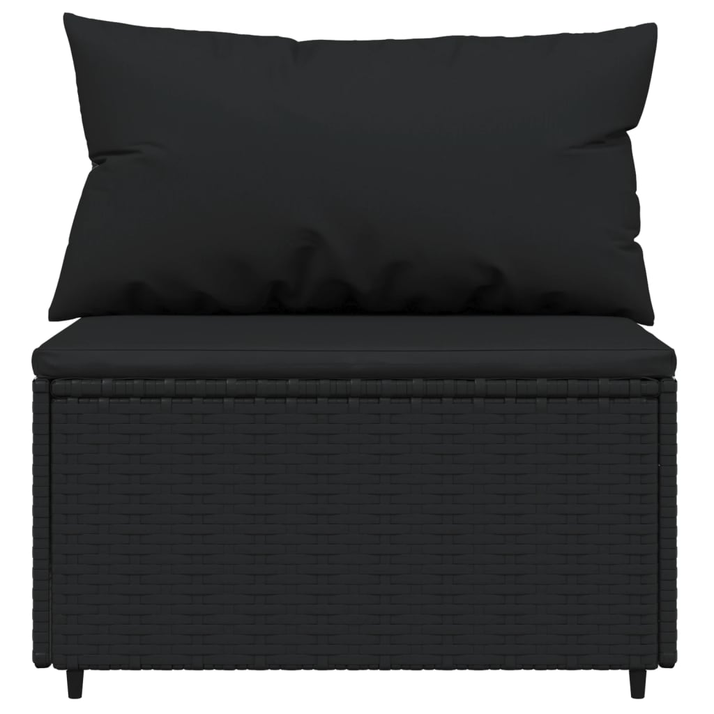 Set Divani da Giardino 4 pz con Cuscini Nero in Polyrattan - homemem39