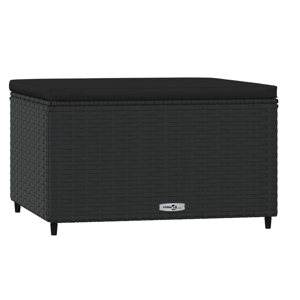 Poggiapiedi da Giardino con Cuscino in Polyrattan Nero - homemem39