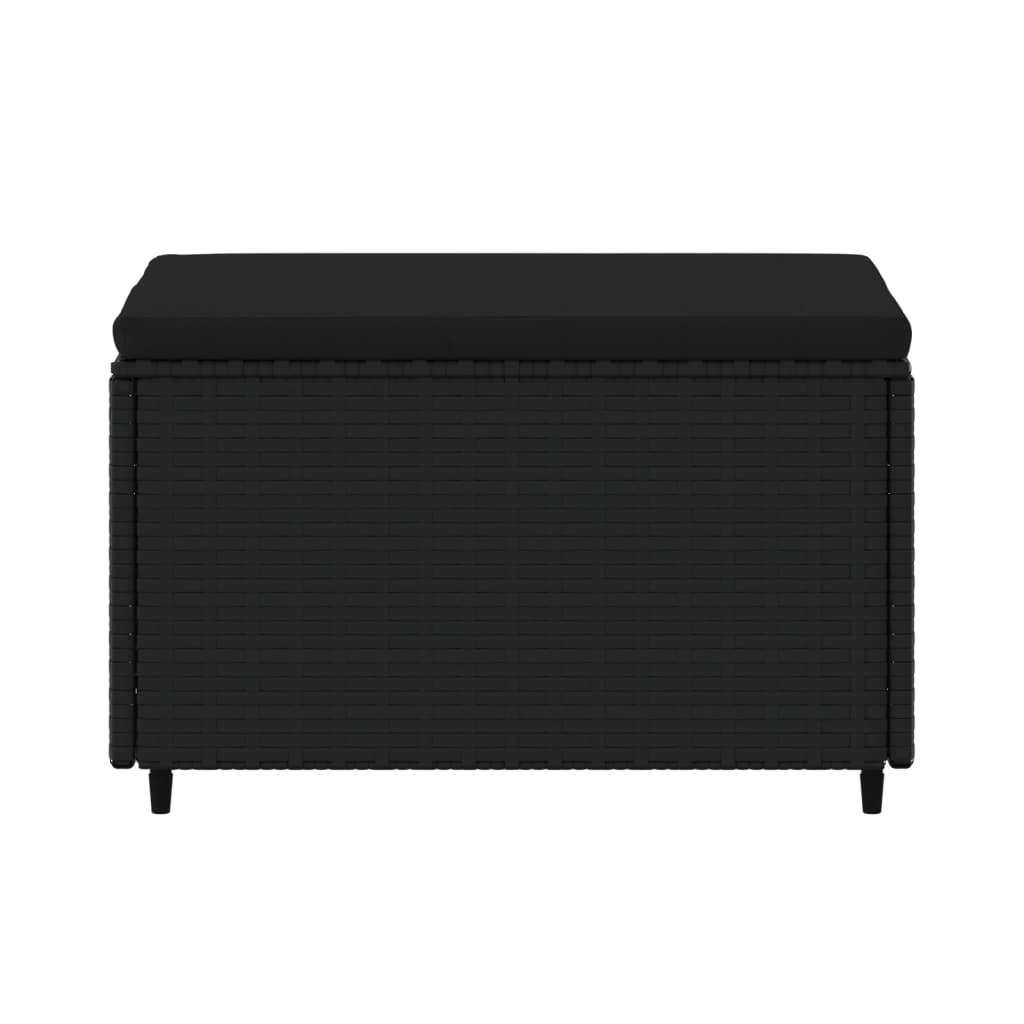 Poggiapiedi da Giardino con Cuscino in Polyrattan Nero - homemem39