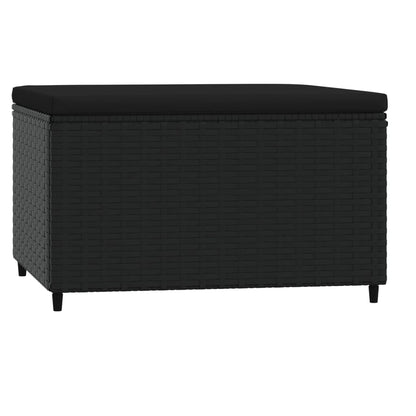 Poggiapiedi da Giardino con Cuscino in Polyrattan Nero - homemem39