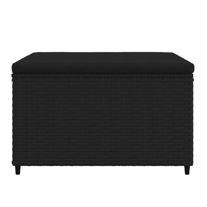 Poggiapiedi da Giardino con Cuscini in Polyrattan Nero - homemem39