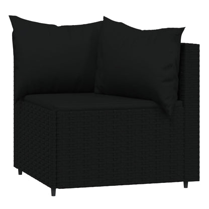 Set Divani da Giardino 3 pz con Cuscini Nero in Polyrattan - homemem39