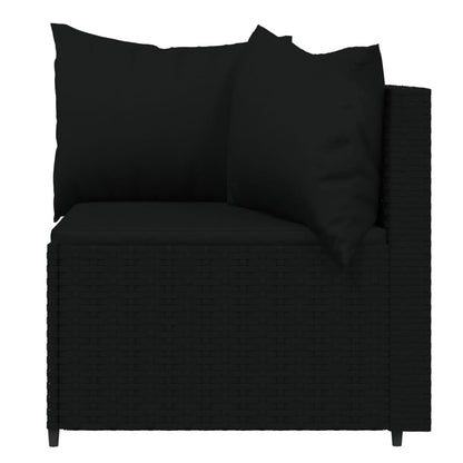 Set Divani da Giardino 3 pz con Cuscini Nero in Polyrattan - homemem39