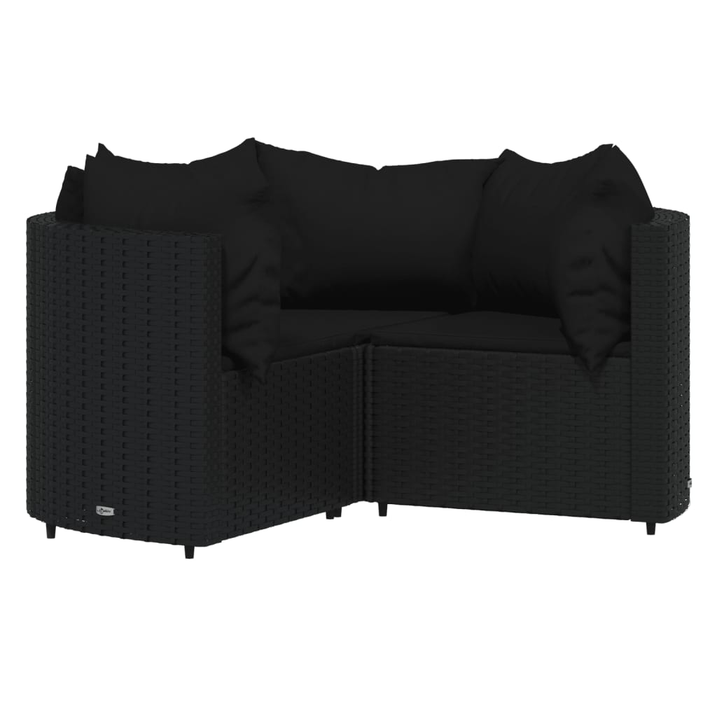 Set Divani da Giardino 4 pz con Cuscini Nero in Polyrattan - homemem39