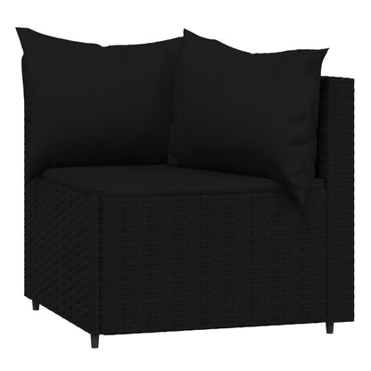 Set Divani da Giardino 4 pz con Cuscini Nero in Polyrattan - homemem39