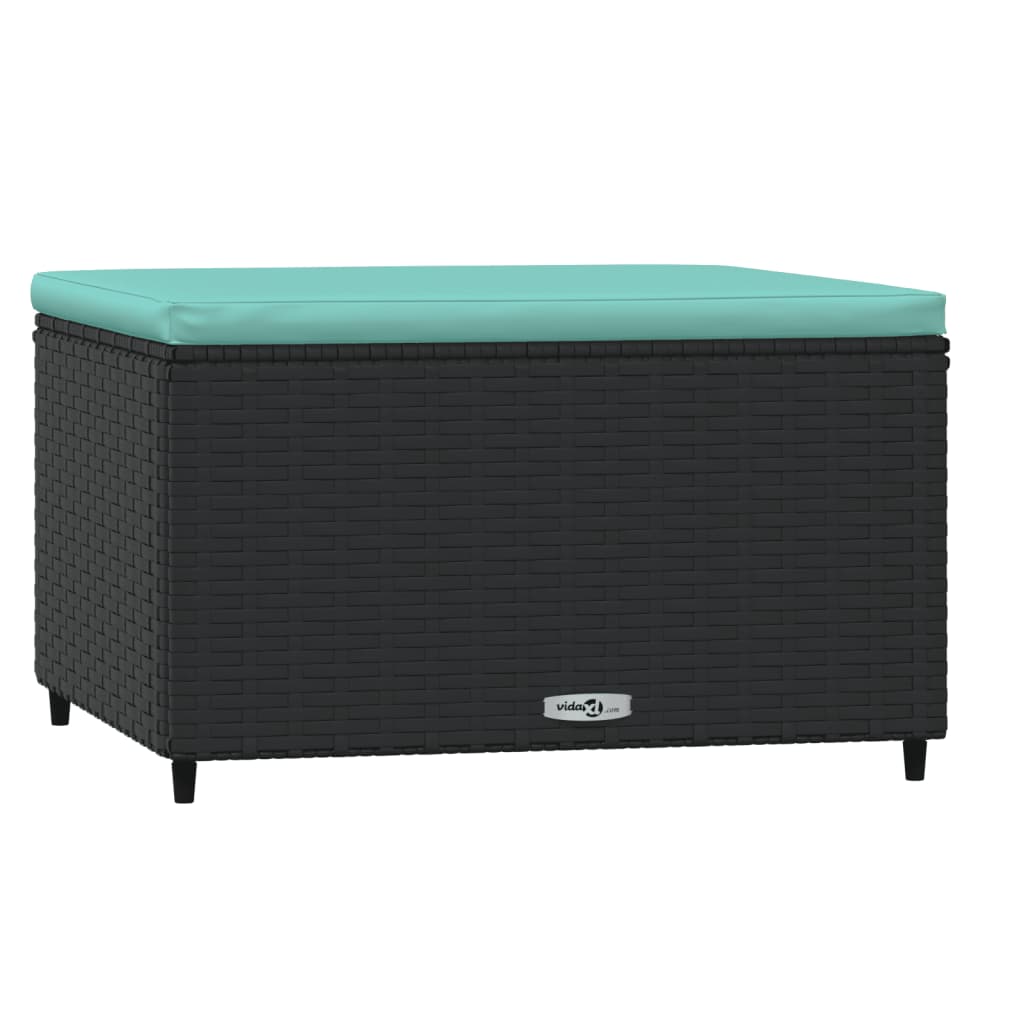 Poggiapiedi da Giardino con Cuscino in Polyrattan Nero - homemem39