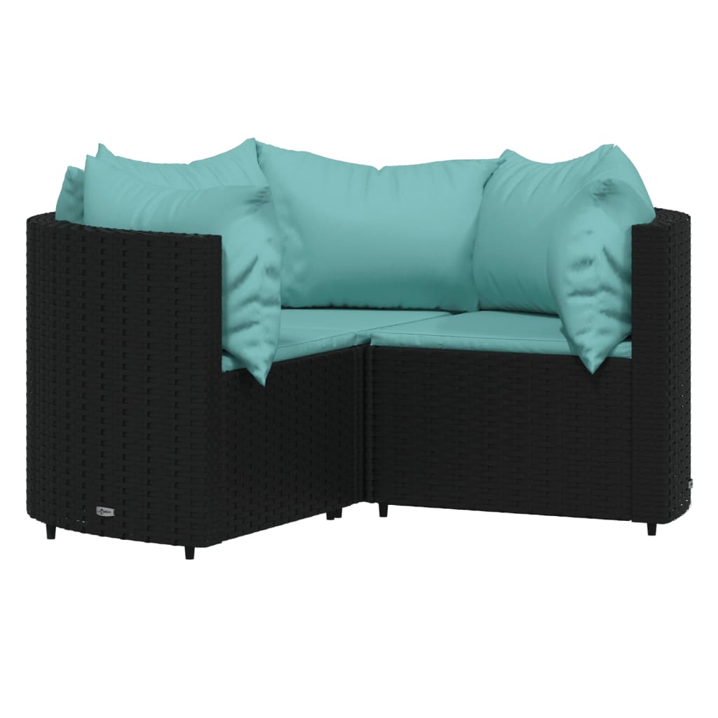 Set Divani da Giardino 4 pz con Cuscini Nero in Polyrattan - homemem39