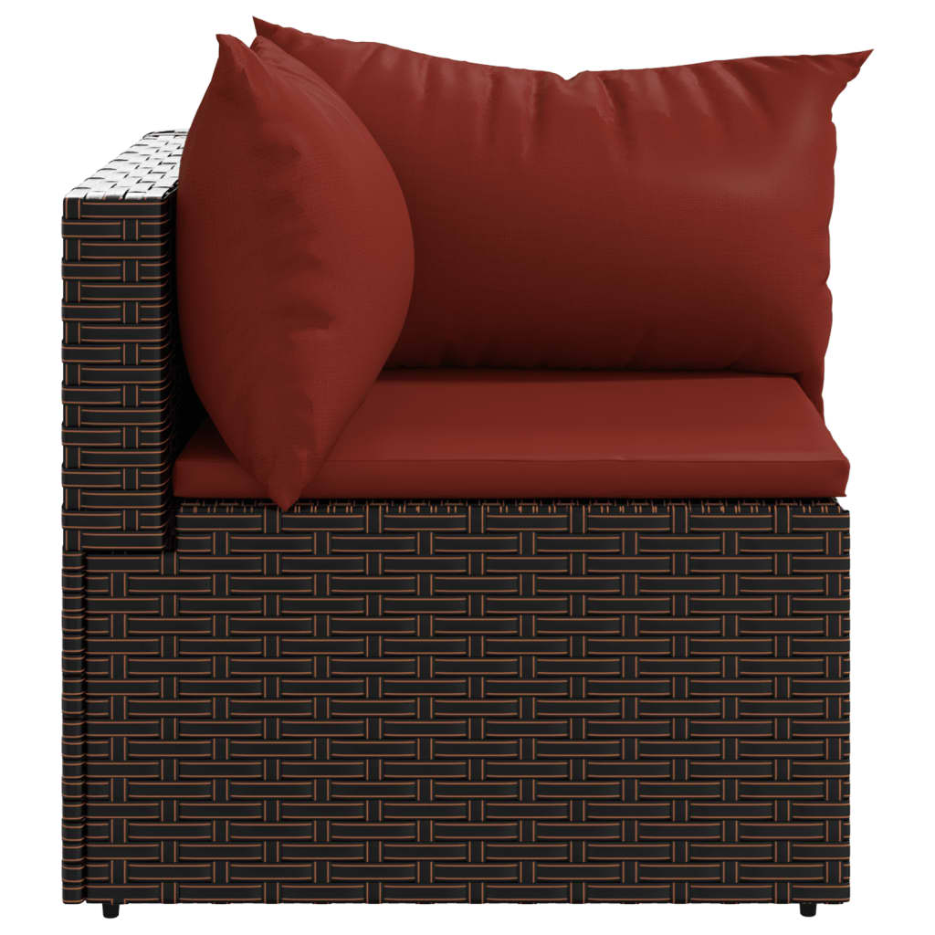 Divani Angolari da Giardino con Cuscini 2pz Polyrattan Marrone - homemem39