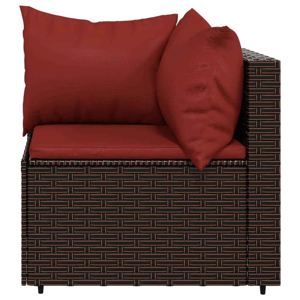 Divani Angolari da Giardino con Cuscini 2pz Polyrattan Marrone - homemem39