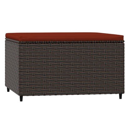 Poggiapiedi da Giardino con Cuscino in Polyrattan Marrone - homemem39