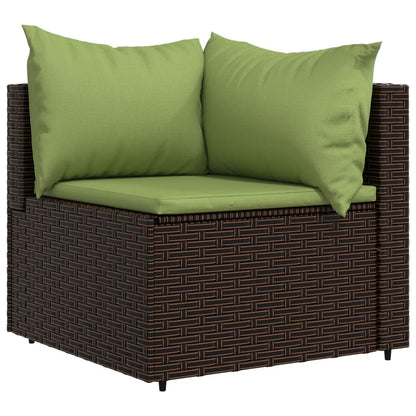 Divano Angolare da Giardino con Cuscini in Polyrattan Marrone - homemem39